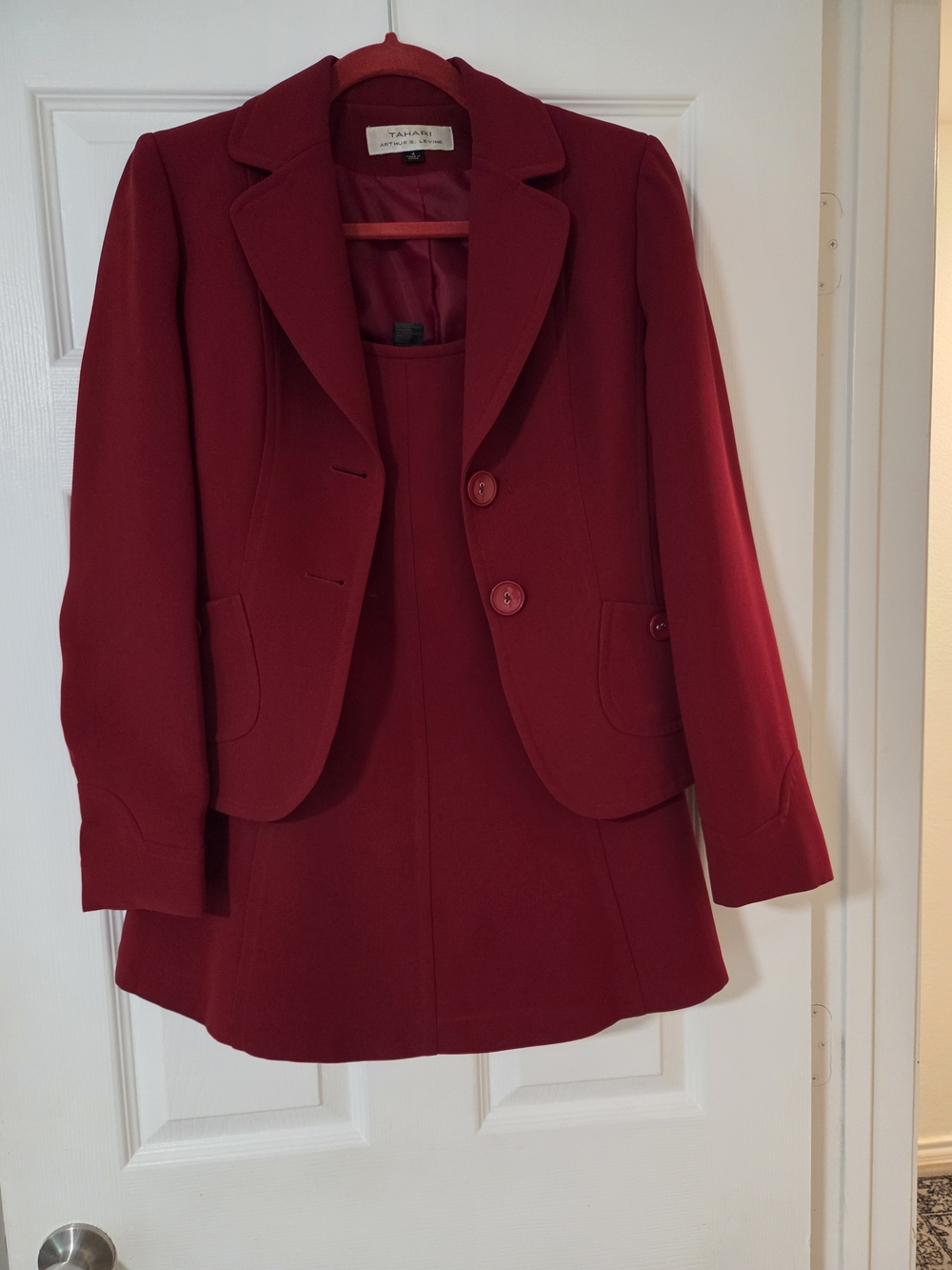 Tahari Red Two-Piece Skirt Suit - Rich Red Blazer & Skirt. Work Classic Church.4
